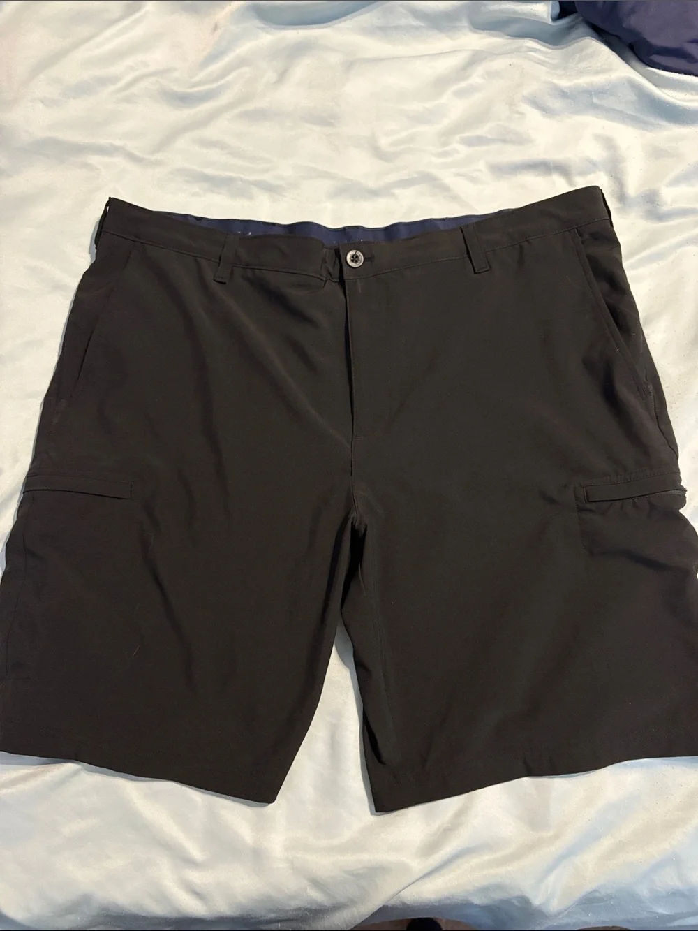 Men's Shorts - Black, Khaki Gray, Light Blue, Black & Grey Striped
